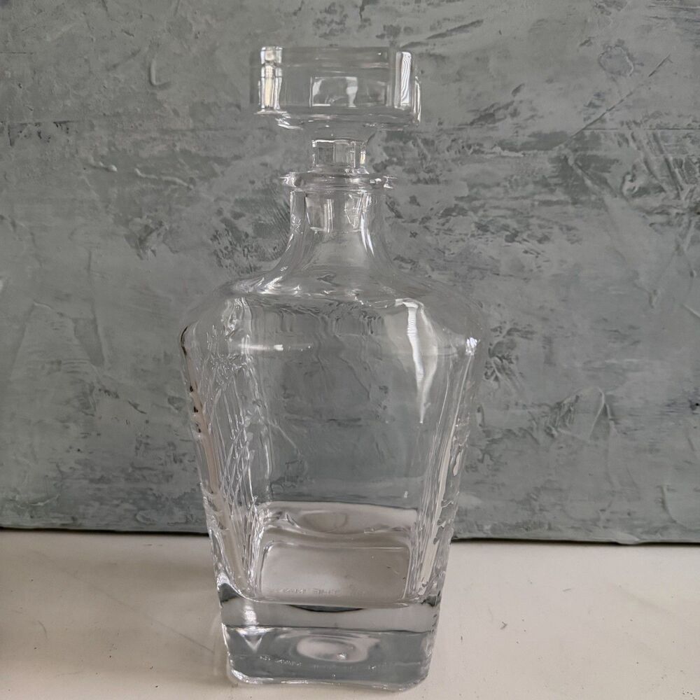 Maketh The Man Art Deco Whiskey Decanter Glass Barware Lead Free Crystal Plaid - Picture 5 of 10